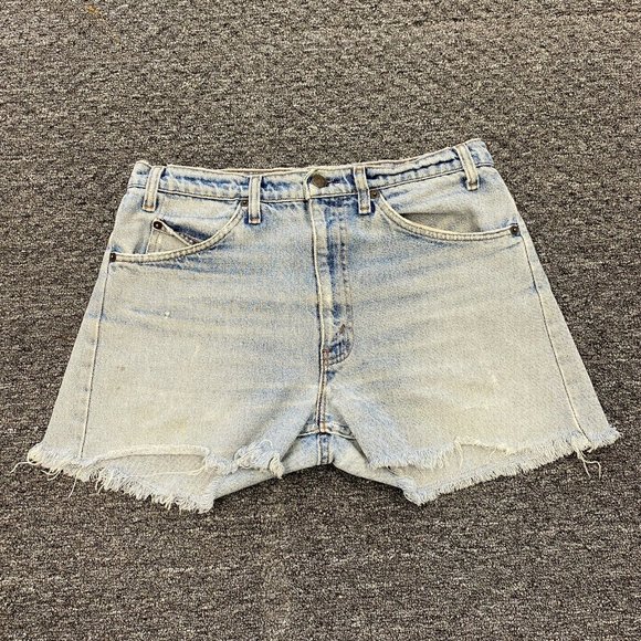70's Orange Tab Levi's Cutoff Jean Shorts Size 32 Vintage High Rise Light Denim - Picture 1 of 11